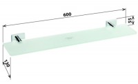 Bemeta BETA polička bez ohrádky 600x55x130 mm, mléčné sklo   132102042